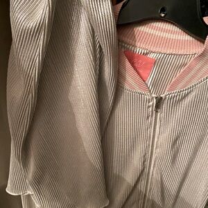 Metalic bomber jacket and skirt
